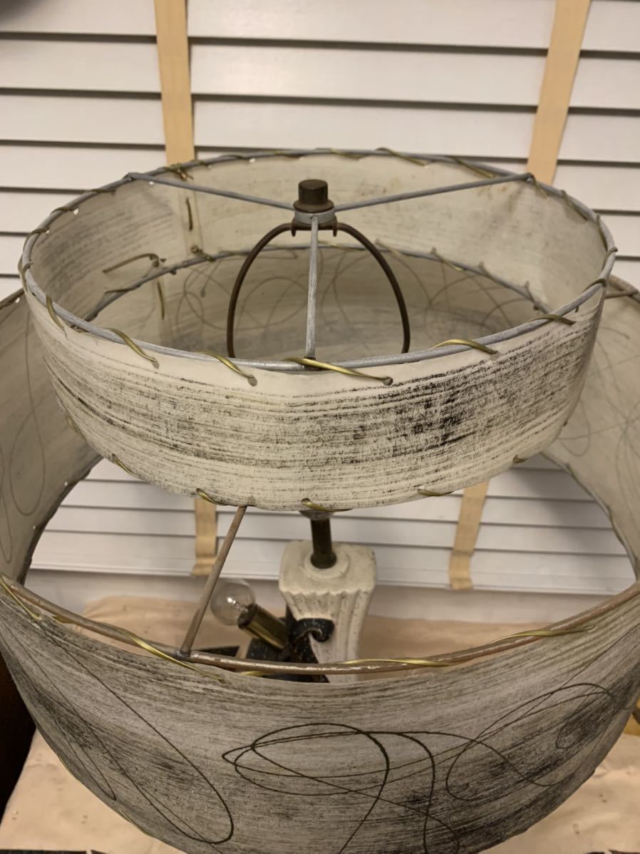 1950's ヴィンテージ 陶器 豪華ランプ ツインシェード レトロ 1950's ヴィンテージ 陶器 豪華ランプ ツインシェード レトロ