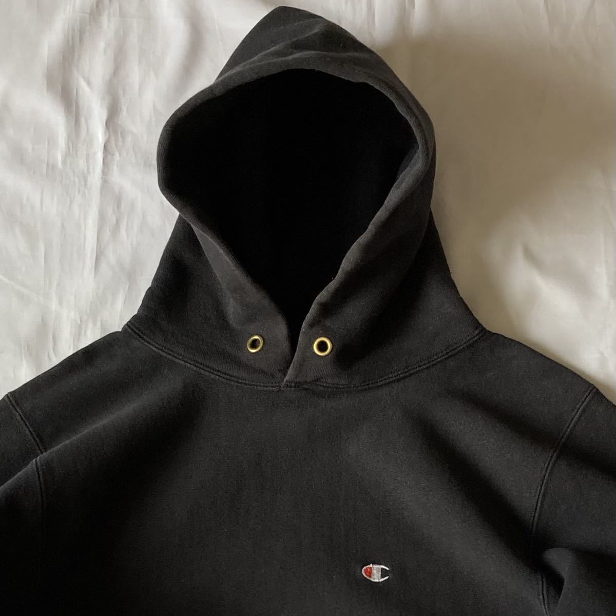 美品 黒 ブラック BLACK パーカー 90's Champion チャンピオン reverse