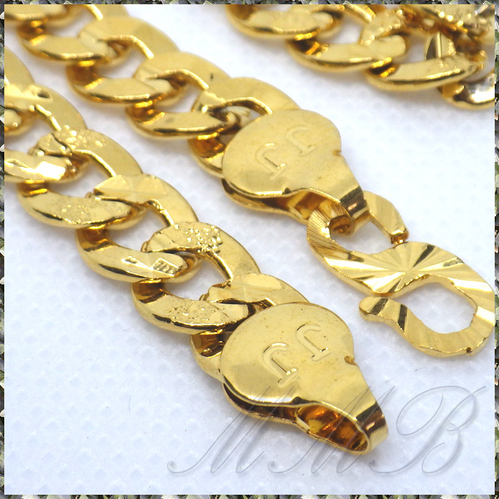 [NECKLACE] 18K Gold Filled スターカット & サンド デザイン 喜平チェーン ゴールド ネックレス 7.5x680mm (46g) 【送料無料】_画像3