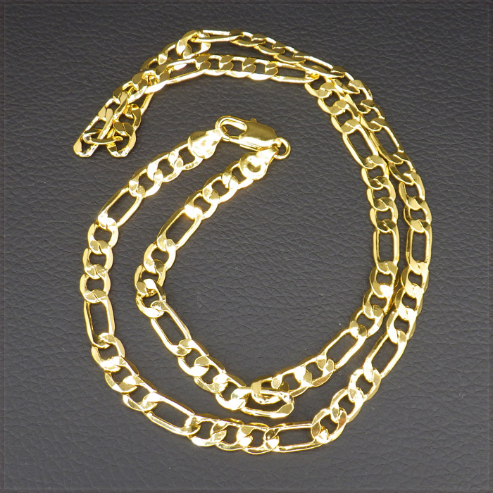 [NECKLACE] 24K GOLD PLATED FIGARO CHAIN 6面カット フィガロチェーン ゴールド ネックレス 6.3x710mm (24g) 【送料無料】_画像5