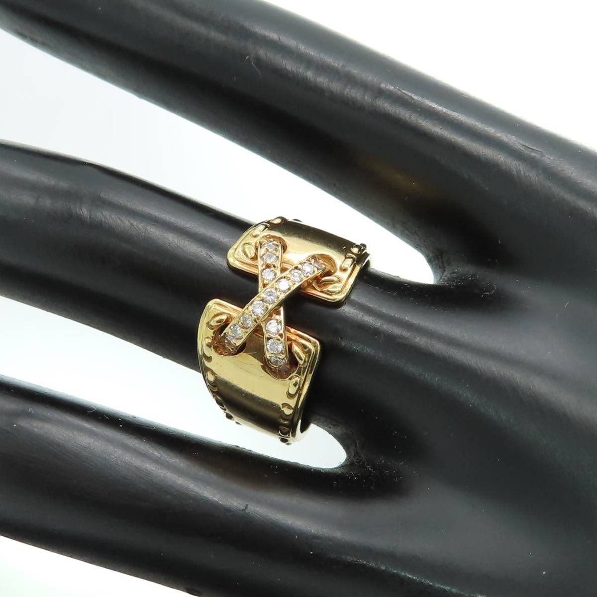 希少 美品 HERMES エルメス ヴィンテージ ゴールド ダイヤモンド クロス リング 指輪 750 K18 メキシコ 12号 51 FF5 希少 美品 HERMES エルメス ヴィンテージ ゴールド ダイヤモンド クロス リング 指輪 750 K18 メキシコ 12号 51 FF5