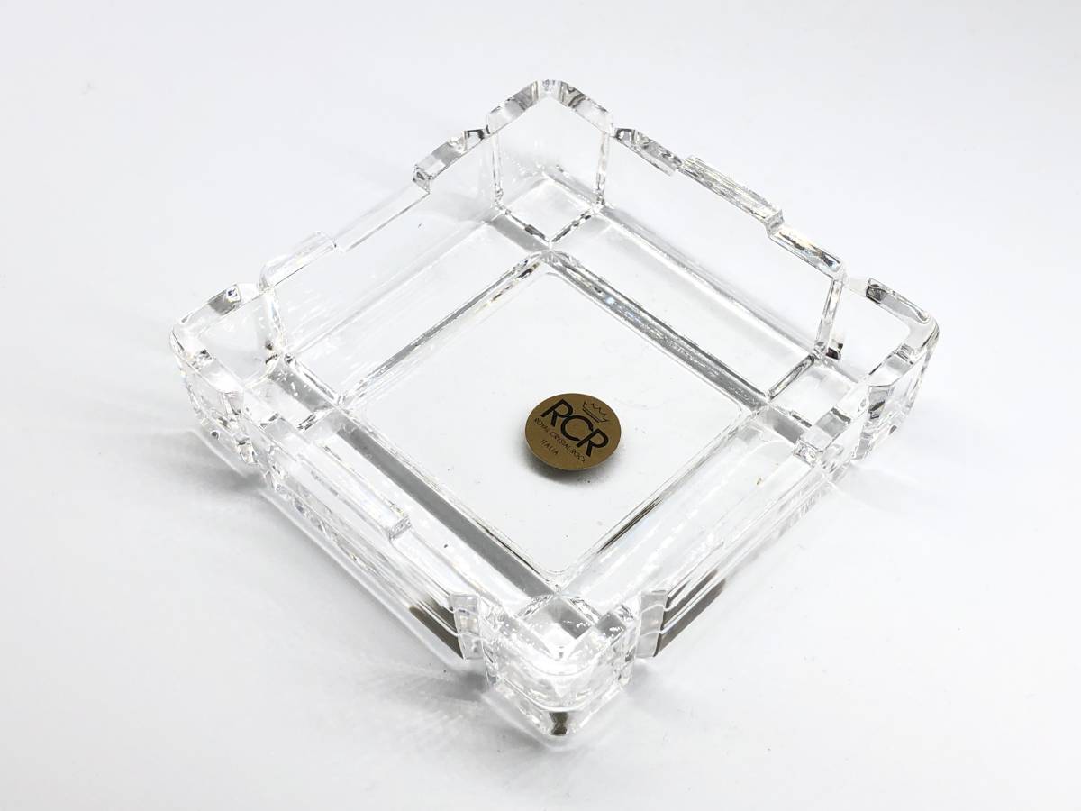 【クリスタルガラス灰皿】　イタリア　RCR社製　未使用品　共シール　　L0722F_画像1