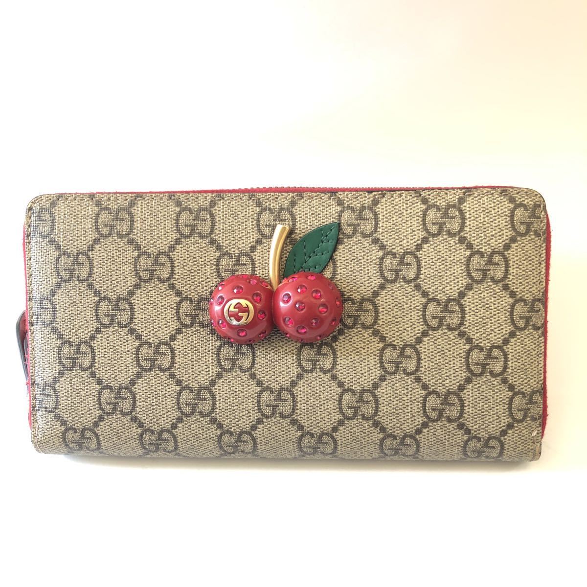 GUCCI グッチ GGスプリーム チェリー ジップアラウンドウォレット www