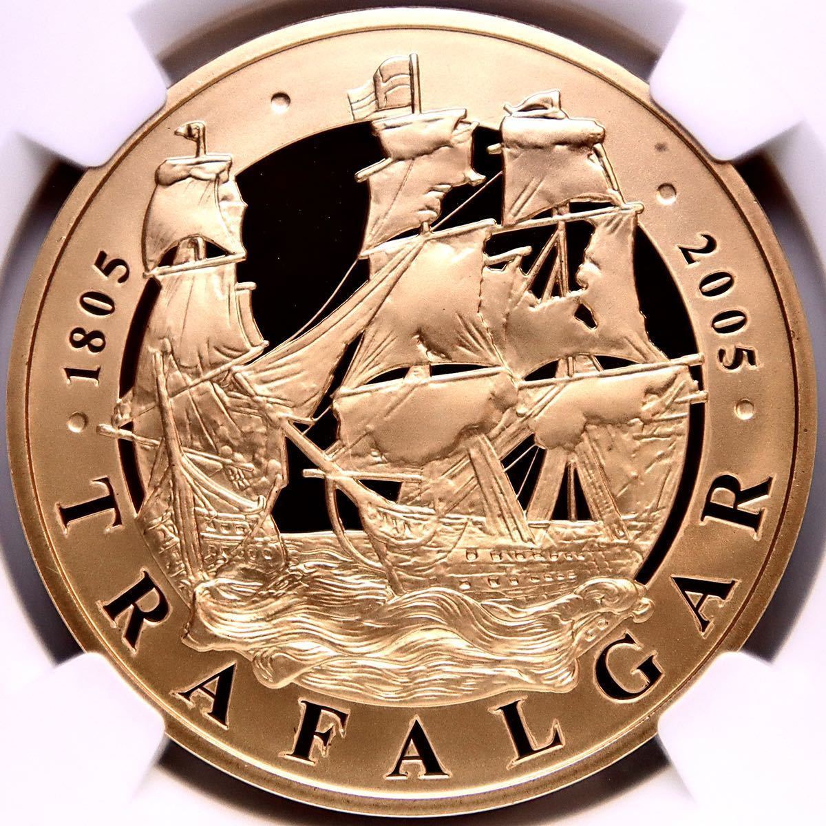【1枚/54の70鑑定！】2005年 トラファルガー海戦 5ポンド 金貨 イギリス エリザベス アンティークコイン モダン 投資 1オンス NGC PF70UC ヨーロッパ