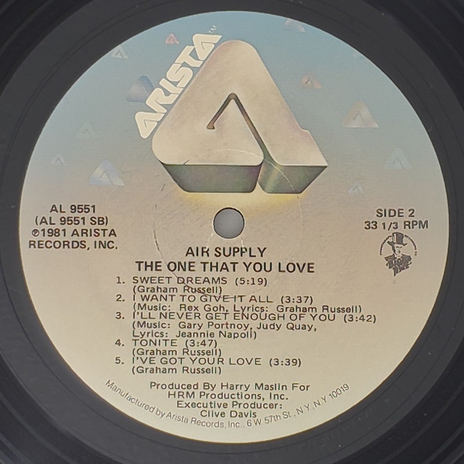 良盤屋 P-2392◆レコード◆US 輸入盤 Soft Rock,レーベル；AL-9551　エアサプライ Air Supply The One That You Love＞1981 送料480_画像9