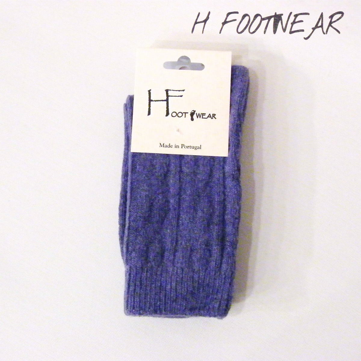 ポルトガル製 ケーブル編みウールソックス 靴下 レディース パープル バイオレット 紫 おしゃれ 新品 未使用 通販 H FOOTWEAR