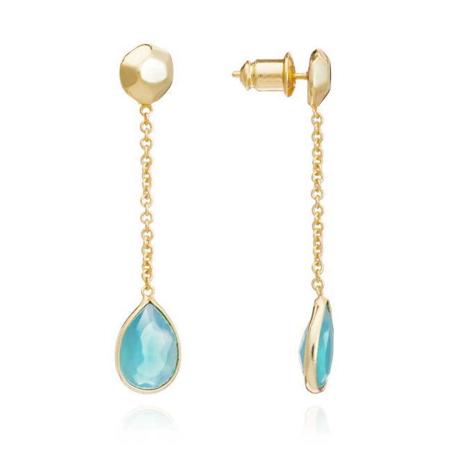 新入荷 レディース アクアカルセドニー付きロングピアス アズニ AZUNI