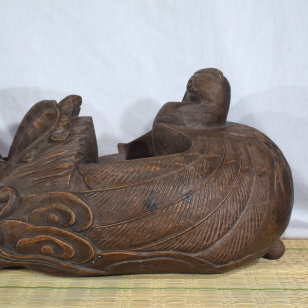超特価特価 ヤフオク! 木製 彫刻 鶴 亀 龍 - 木彫り 大型墨壺 全長 