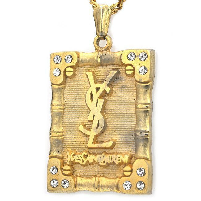 イヴサンローラン ネックレス ゴールド 美品 ＧＰ 中古 Yves Saint Laurent YSL プレート_画像2