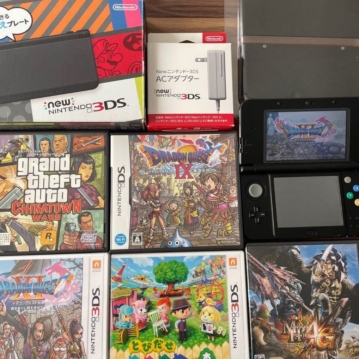 Newニンテンドー3DS ブラック マリオ着せ替えプレート、ソフト5本セット