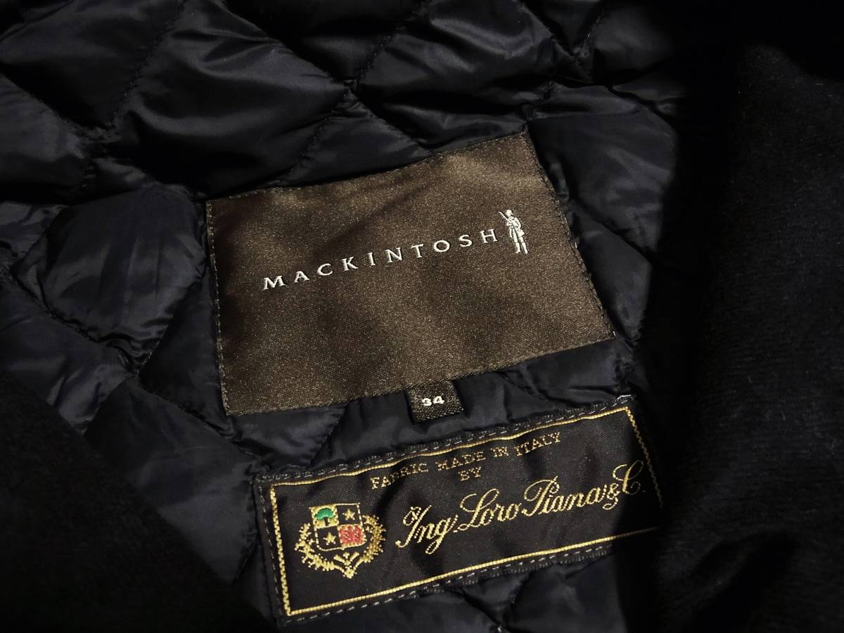 イエナ 別注 マッキントッシュ x ロロピアーナ ウール ダウン コート 34 黒 ブラック IENA MACKINTOSH Loro Piana