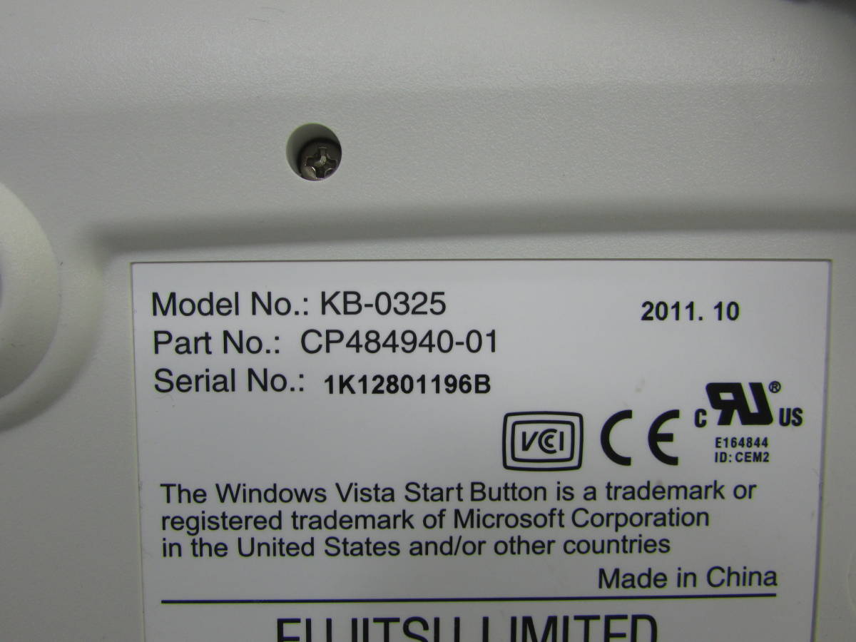 [YKB0269]* Fujitsu KB-0325/CP484940-01 PS/2 connection Japanese keyboard operation verification settled * used 