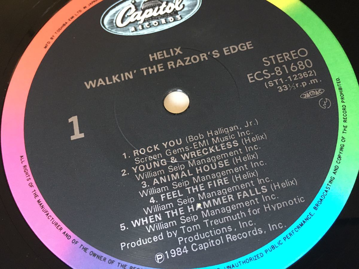 Helix / ヘリックス Walkin' The Razor's Edge 帯付LP CAPITOL/東芝EMI ECS81860 84年4th,日本デビューアルバムの画像5