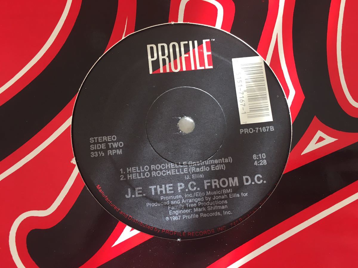 J.E.THE P.C.FROM D.C. / Hello Rochelle 3トラック12inchアナログ PROFILE RECORDS PRO-7167 87年リリースオリジナル盤_画像3