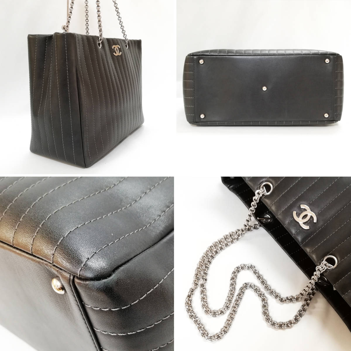 美品】CHANEL(シャネル)マドモアゼル 縦ステッチ チェーン 美品】CHANEL(シャネル)マドモアゼル 縦ステッチ チェーン