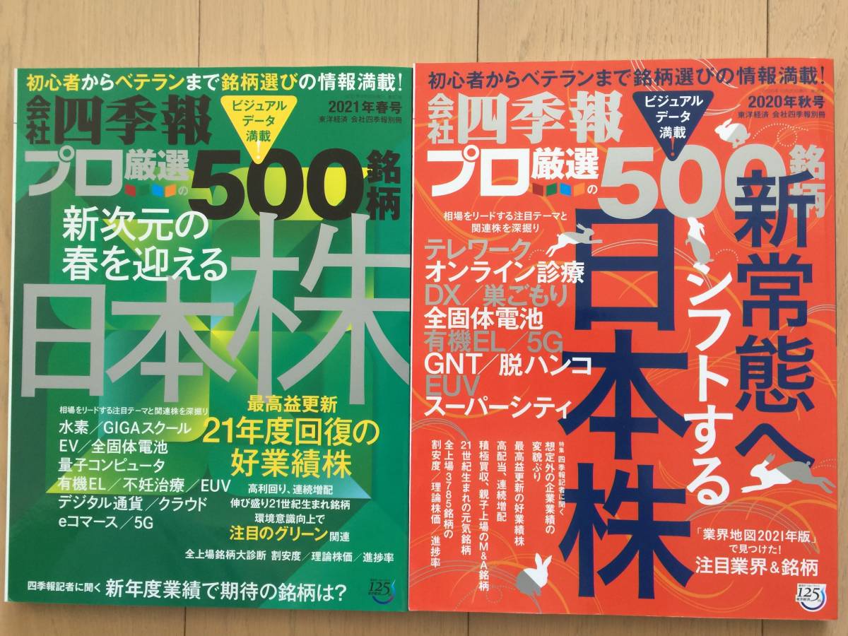 【即決2冊セット】【送料無料】 会社四季報プロ厳選500銘柄 2020年秋号・2021年春