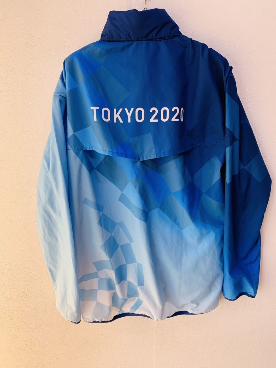 値下げ！2020東京オリンピックボランティア　ナイロンジャケット　スタッフ　asics/アシックス 　メンズ　Lサイズ　長袖　青／ブルー　G374_画像4