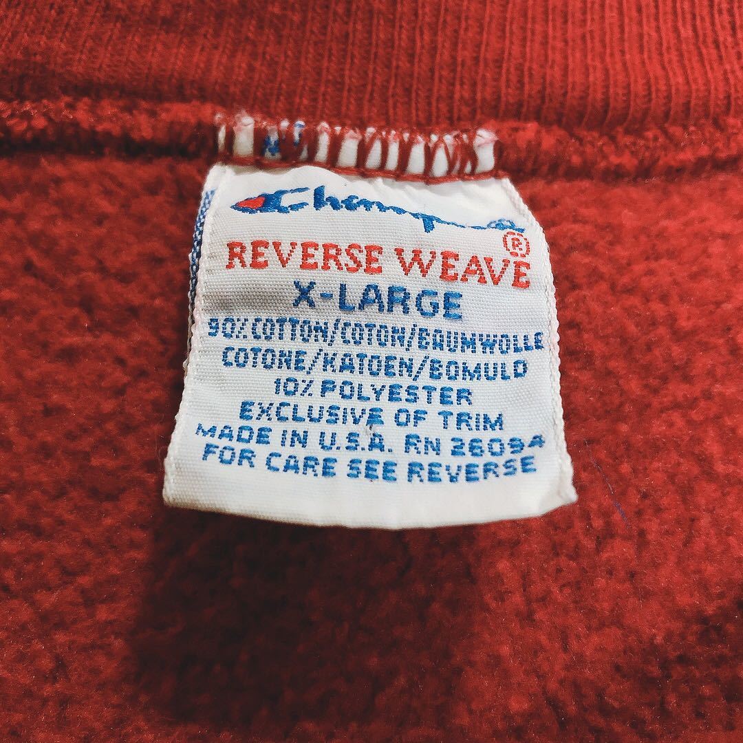 Vintage Champion Reverse Weave XLサイズ USA製 Made in USA エンジ 赤 ビッグシルエット ヴィンテージ スウェットトレーナー 希少 レア_画像3