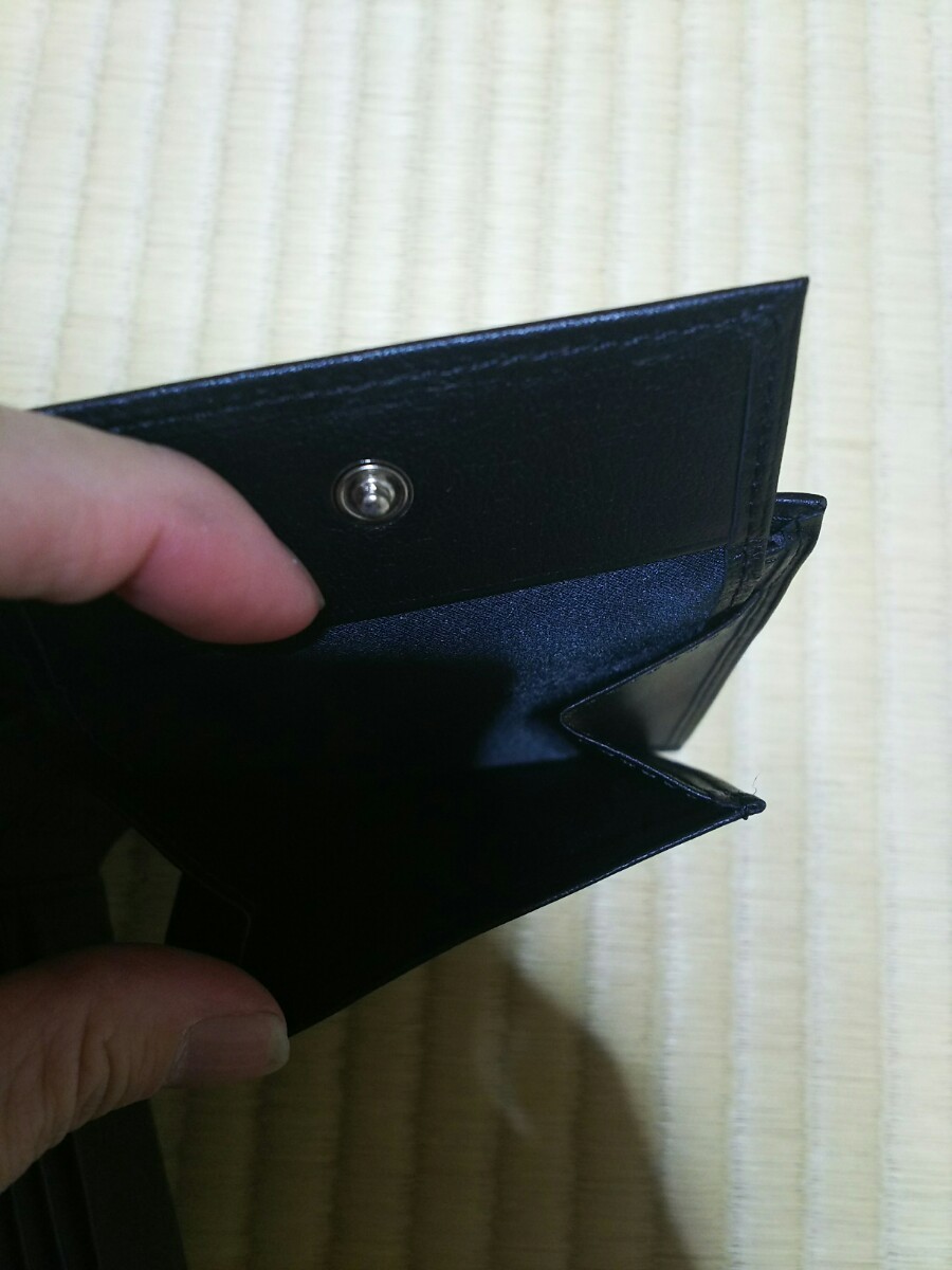 箱汚れ有り 新品 メンズ CKカルバンクライン 二つ折り財布 羊革 黒