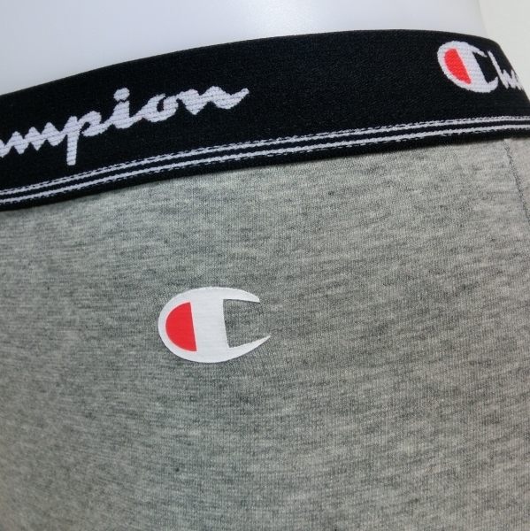 【M】 Champion チャンピオン グレー杢 スポブラセット スポーツブラジャー+一分丈ショーツ 0587A7 カップ付き 綿混_画像4