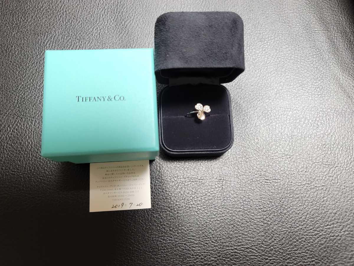  Tiffany paper flower diamond flower ring 14.5 number Pt made 340,000 jpy degree { translation have shop front cleaning settled 