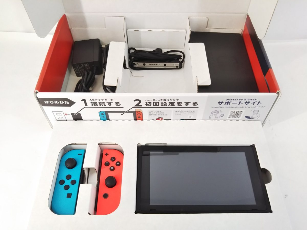 Nintendo Switch 本体 ニンテンドースイッチ Joy-Con(L) ネオンブルー/(R) ネオンレッド 中古 現状品 ジョイコングリップ欠品_画像5