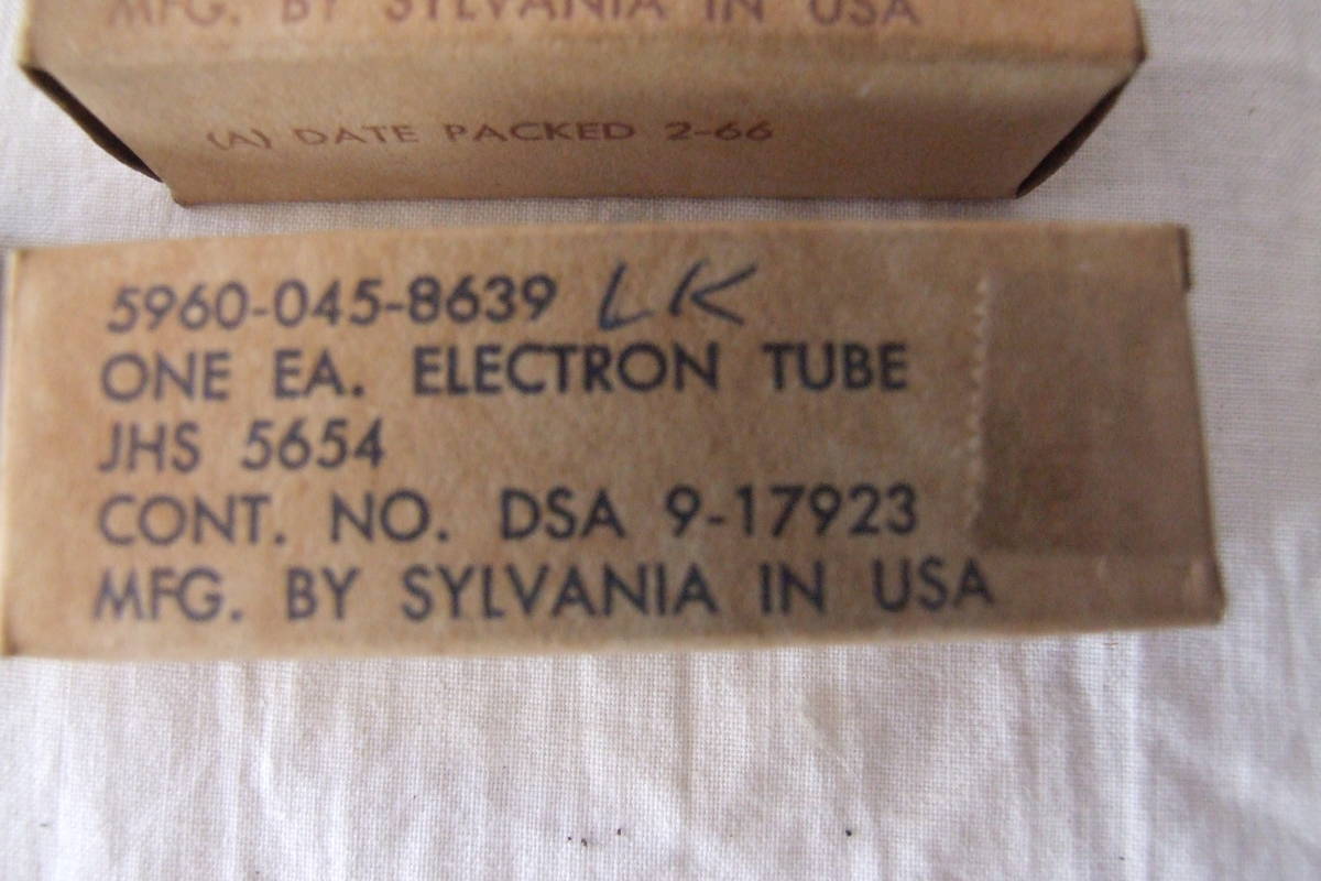 SYLVANIA 5654 2本 未使用　同一ロット真空管 - 6AK5 / 6J1 / 6J1P / EF95用 高信頼管 アップグレード 　シルバニア_画像2