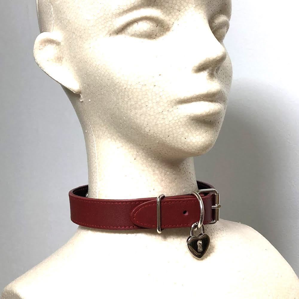  Heart type charm attaching leather neck band choker red book leather necklace cosplay ground . series ko-te sick . lovely fashion red NB207RAM