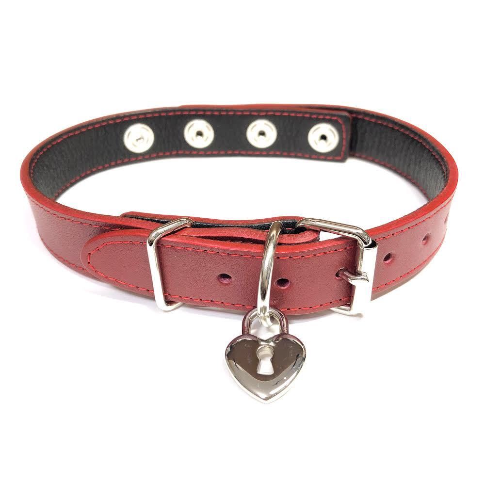  Heart type charm attaching leather neck band choker red book leather necklace cosplay ground . series ko-te sick . lovely fashion red NB207RAM