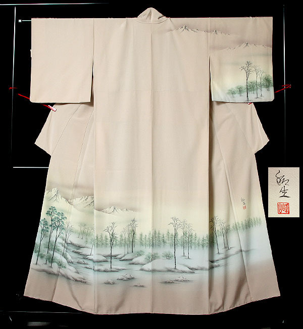 新しいコレクション ■5058■ S寸 遠山水辺文様 手描き訪問着 作家物 美品 仕立て上がり 新しいコレクション ■5058■ S寸 遠山水辺文様 手描き訪問着 作家物 美品 仕立て上がり