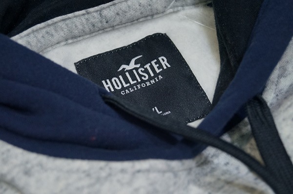 ◇Hollister ホリスター 切替 スウェット パーカー/XL/ネイビー＆ヘザーグレー/メンズ アバクロ フーディー トレーナー ビッグサイズ ll 2l_画像5