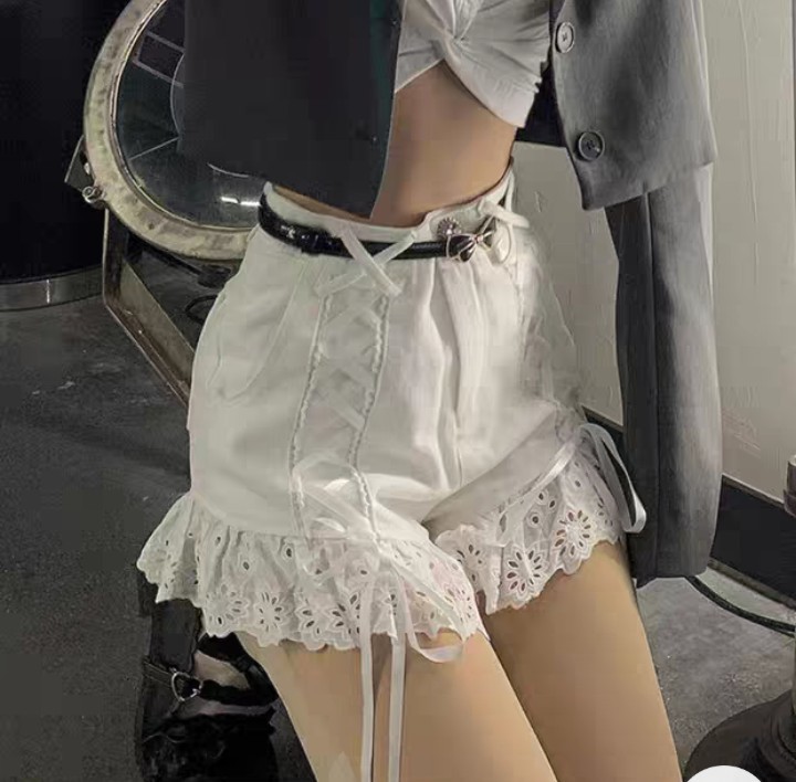 PS010991 サイドフリルレースリボンショーツ ホワイト ...