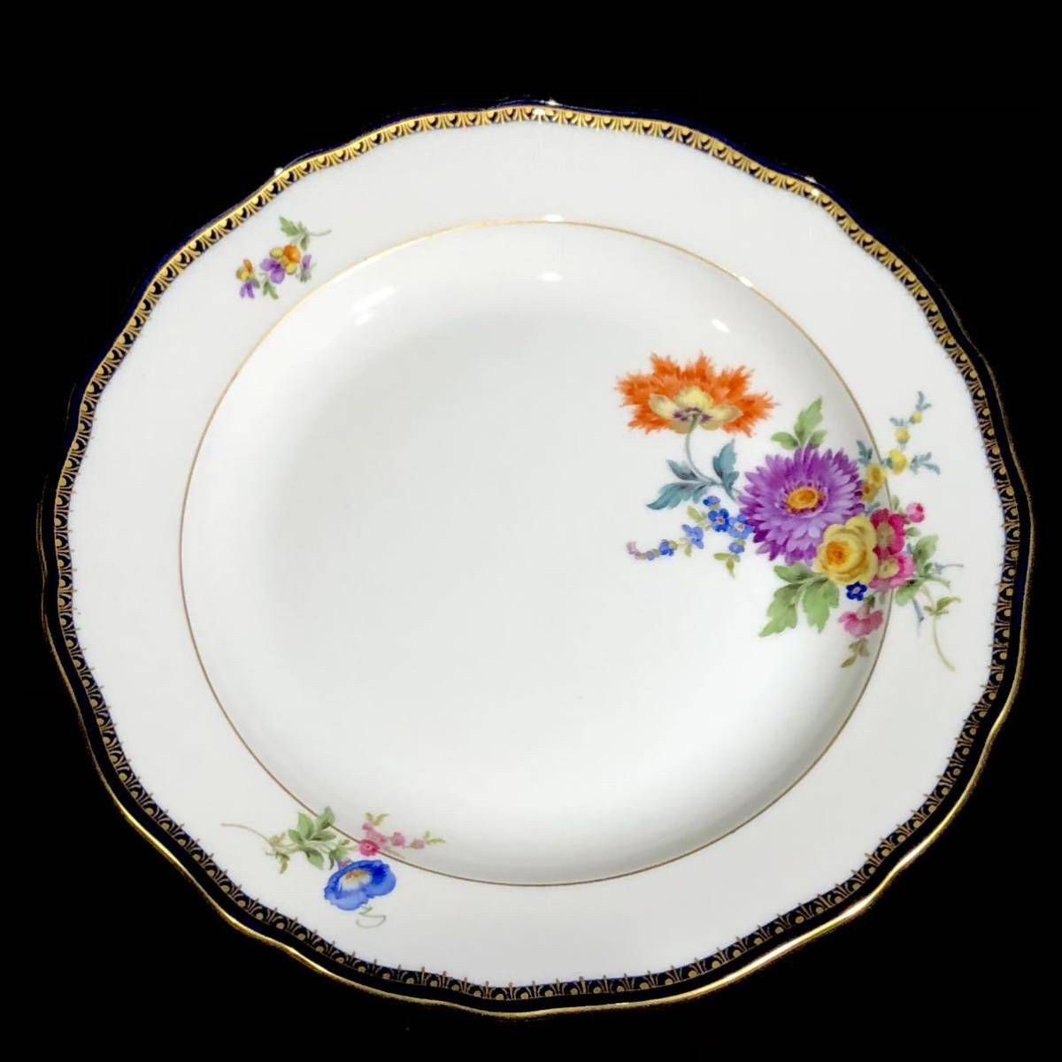 Meissen マイセン/※1級品 Aカンテ 金彩フラワーブーケ 大皿 美品 B