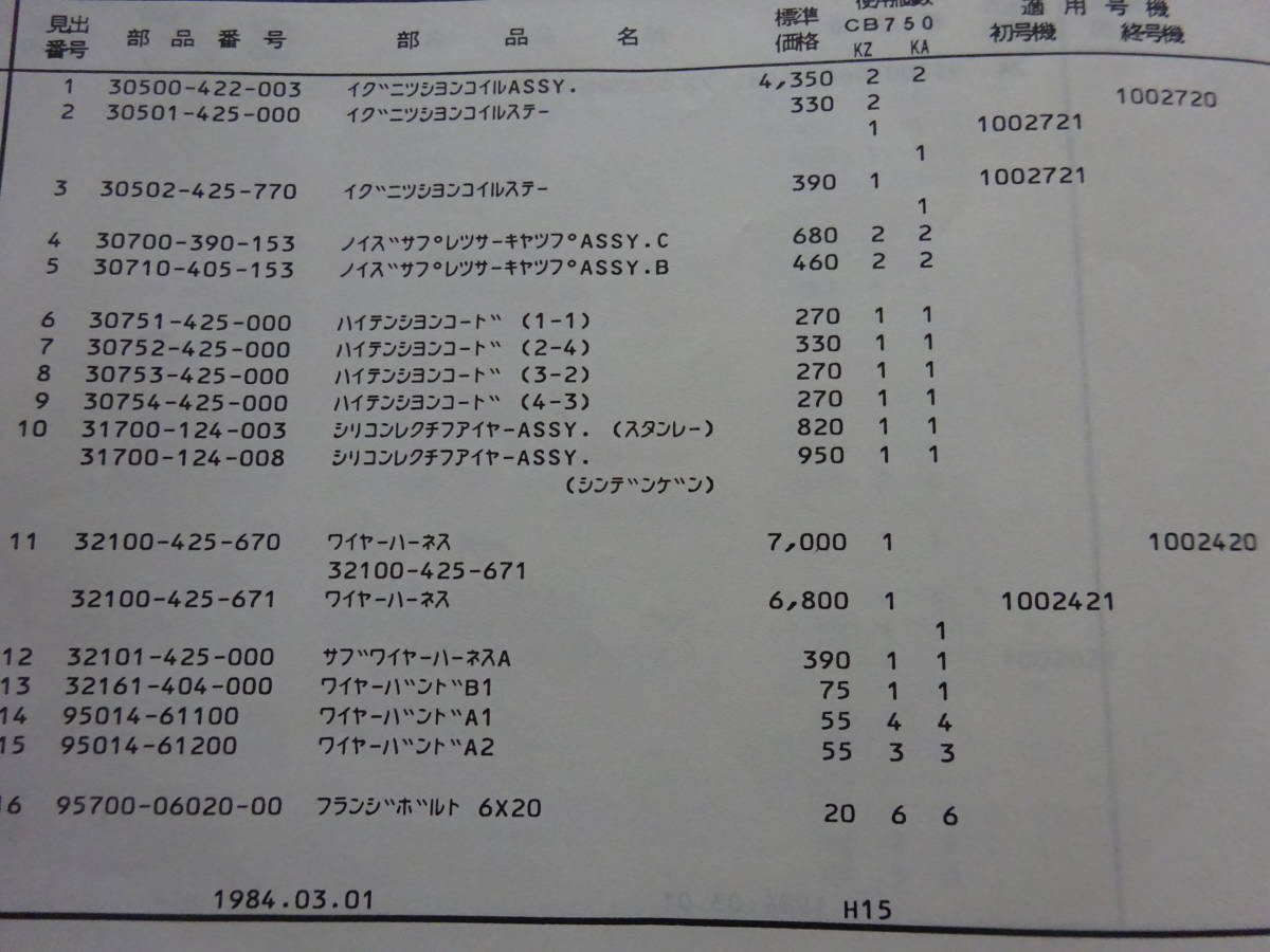 ホンダ　CB750KZ　CB750KA　RC01　純正　新品　メインハーネス 　当時物 未使用品 CB750K CB750F CB900F CB1100F_画像4