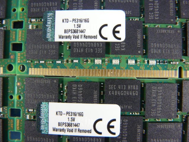 1KQP // 16GB 8枚セット 計128GB DDR3 1600MHz ECC Registered DIMM CL11 2Rx4 1.5V KTD-PE316/16G Kingston // Dell PowerEdge R420 取外_画像5