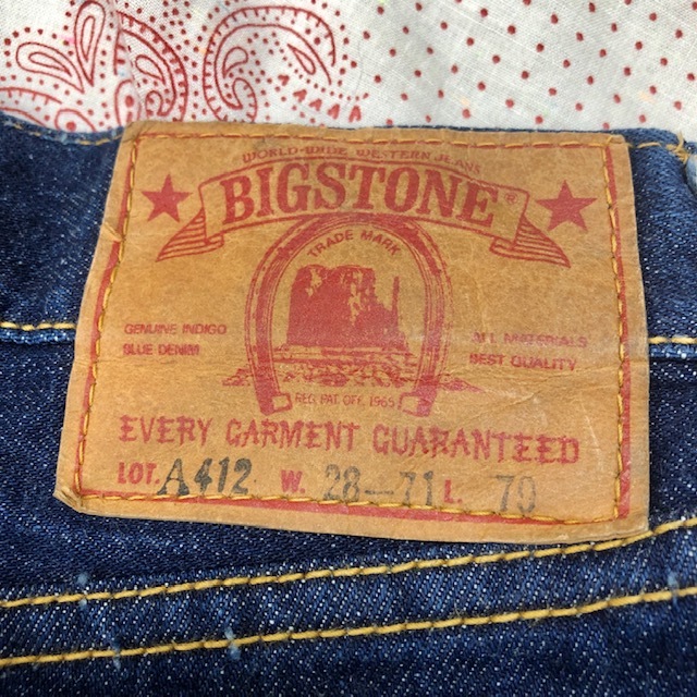 国産vintage 70s BIGSTONE フレアデニムパンツ ベルボトム 28 濃紺 ヴィンテージ オールド フレア　国産レトロ ビッグストーン ●187_画像3