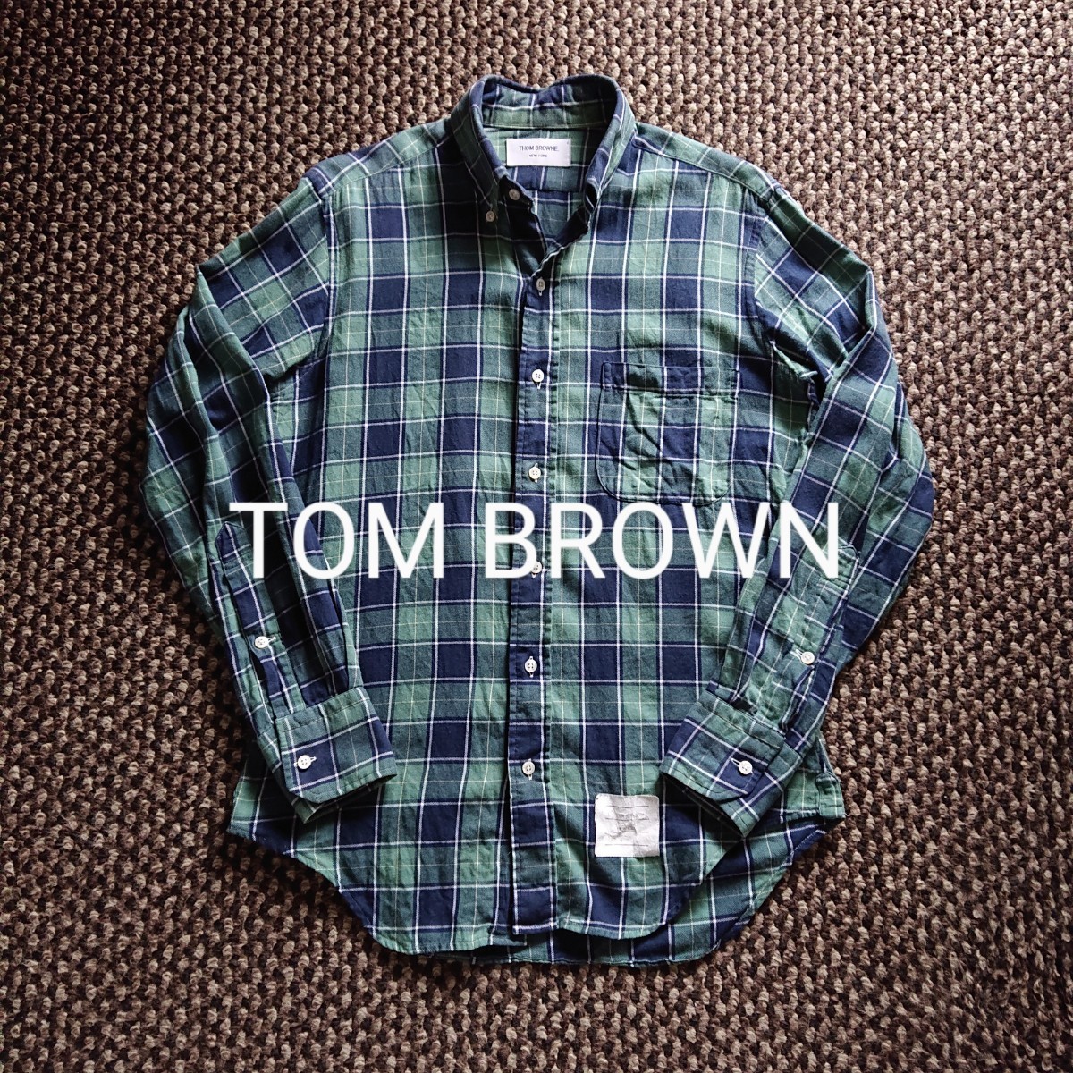 THOM BROWNE ボタンダウン チェックネルシャツ グリーン系 トムブラウン アメリカ製