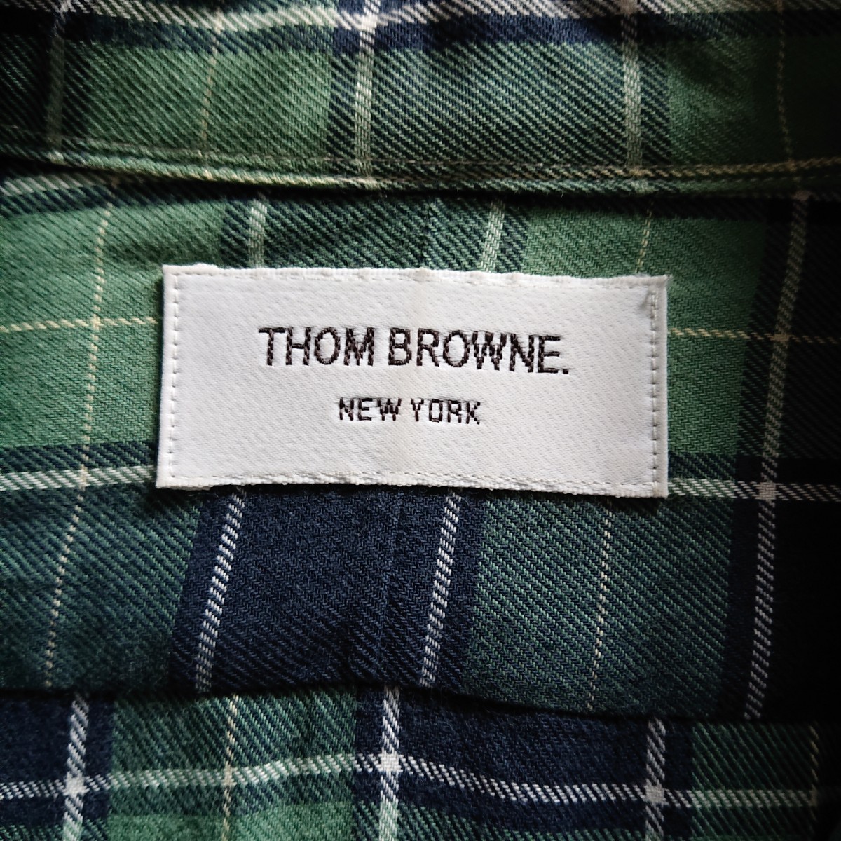 THOM BROWNE ボタンダウン チェックネルシャツ グリーン系 トムブラウン アメリカ製