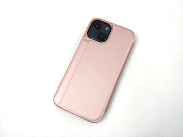 iPhone 13 mini用 鏡面 手帳型ミラーフリップケース カバー 半透明 ピンク_画像2
