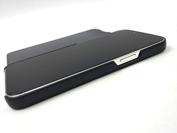 iPhone 13 Pro Max用 鏡面 手帳型ミラーフリップケース カバー 半透明 ブラック_画像5