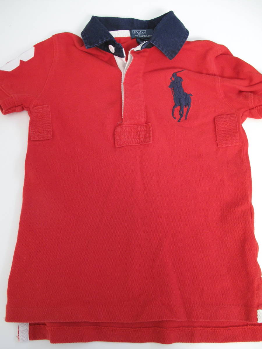 ポロ ラルフローレン コットン半袖ポロシャツ 男の子 110 5T 赤 高品質の人気