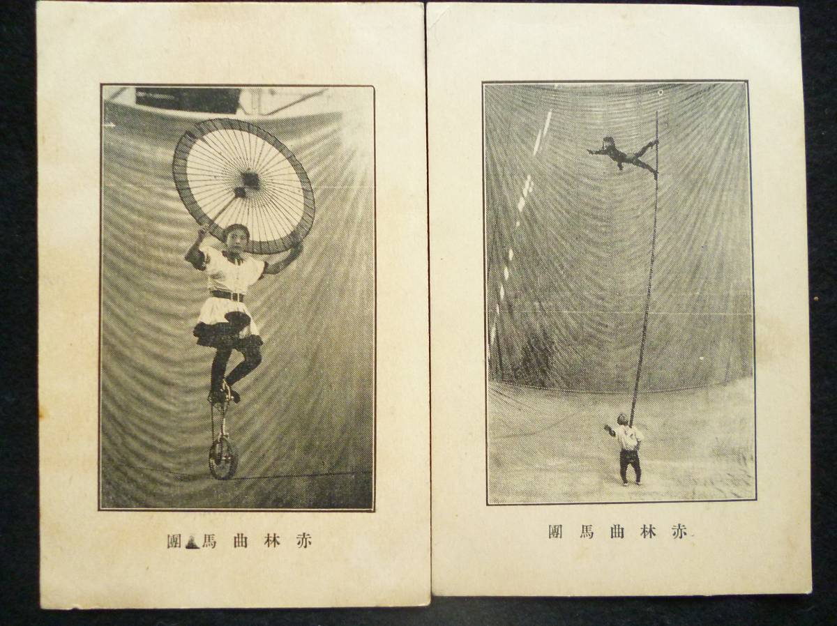  цирк . открытка с видом *[ красный . искривление лошадь .( цирк )] видеть . предмет как Showa первый период около до .. Meiji времена выпуск 