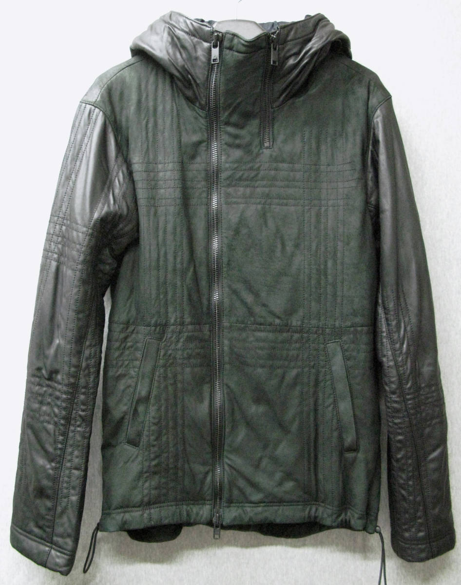 Y-3 ヨウジ YOHJI×adidas：フード付き 中綿 レザー ジャケット S （ コート Y-3 Yohji Yamamoto adidas  Men's Fooded Leather Jacket S