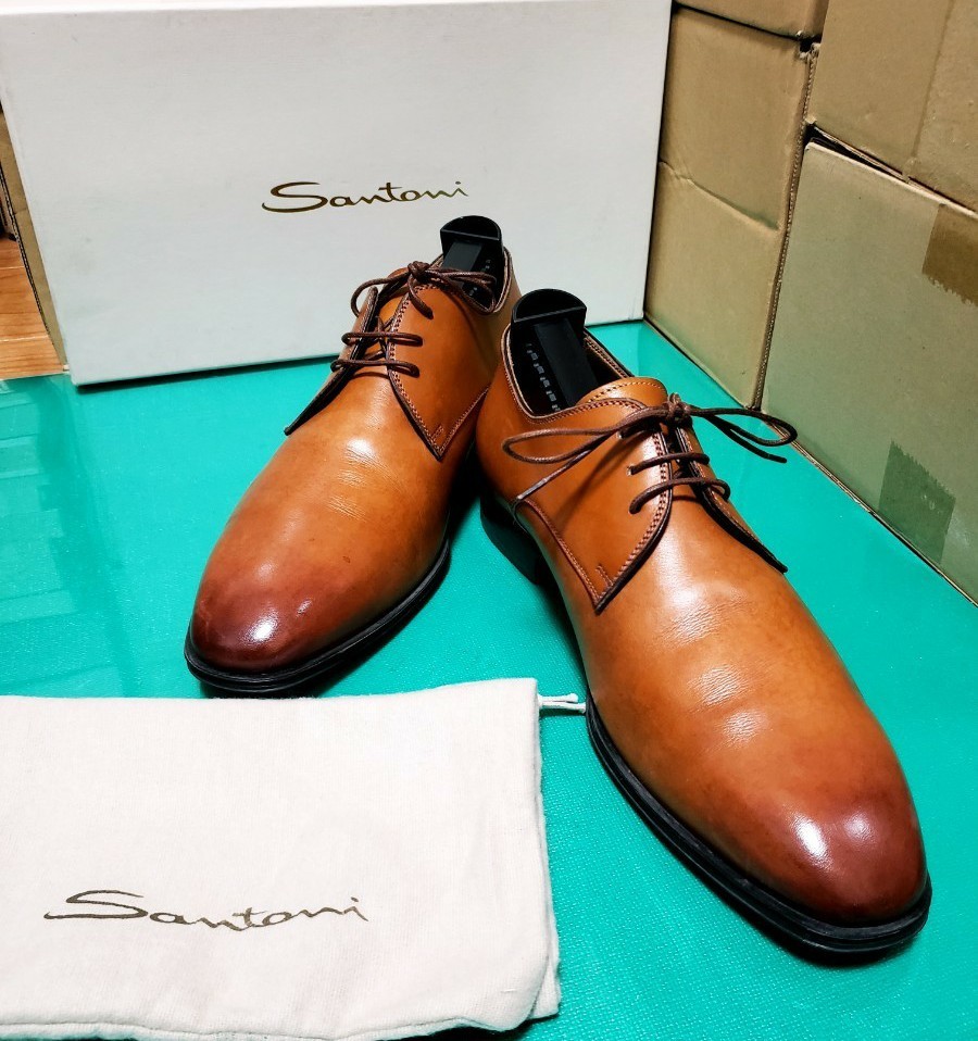 Santoni サントーニ プレーントゥ 外羽根 ブラウン 6 www