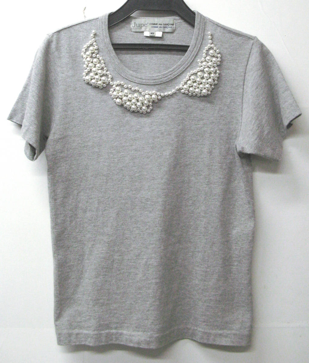 コムデギャルソン コムコム Jupe：パール装飾 Tシャツ XS （ アーカイブ COMME des GARCONS Jupe Artificial Pearl Tee XS_画像1