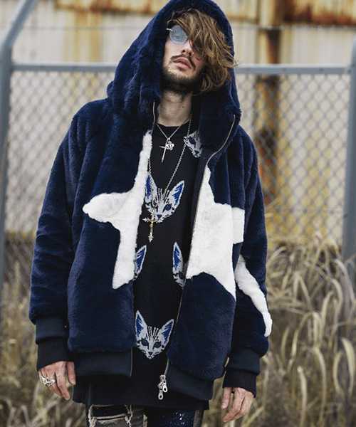 NO ID BLACK 18AW ツースター フェイクファー フード ブルゾン
