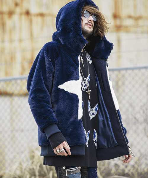 NO ID BLACK 18AW ツースター フェイクファー フード ブルゾン