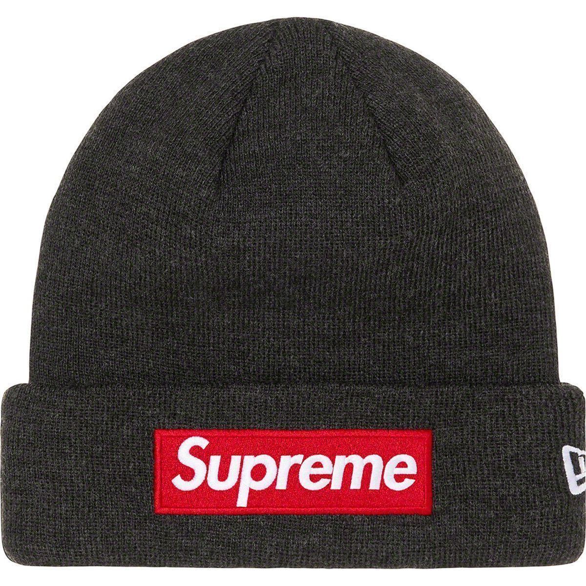 【新品未使用】 21AW 22 新作 新品 SUPREME シュプリーム NEWERA BOX LOGO BEANIE ボックスロゴ ビーニー ニット帽 帽子 CAP チャコール_画像1