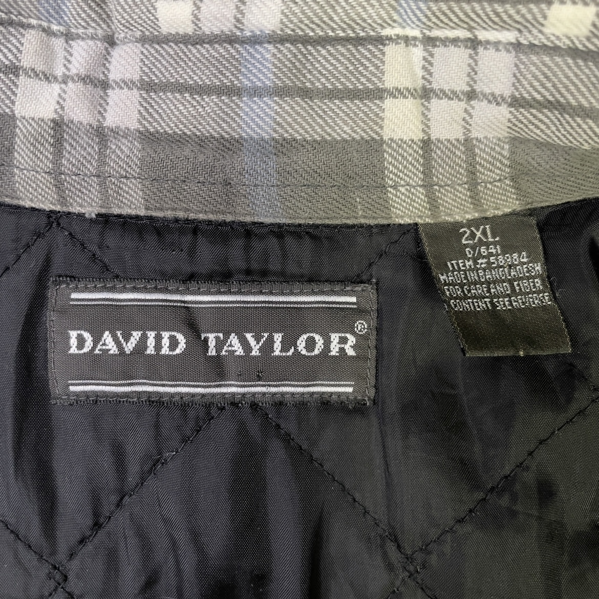 90s DAVID TAYLOR チェック パディング シャツ ジャケット XL ビッグサイズ ネル 中綿 80s 00s 古着 オールド ビンテージ_画像2