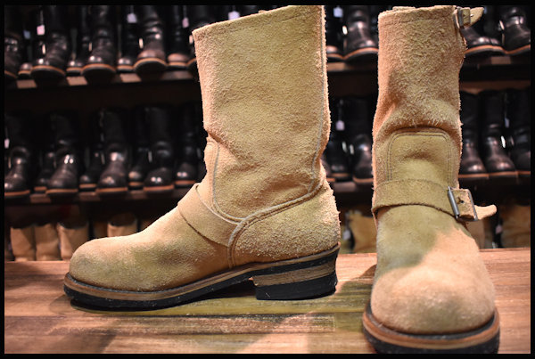 【8.5D 良品 PT91刺繍】レッドウィング 8268 スエード エンジニア ブーツ タン ラフアウト スチールトゥ redwing HOPESMORE
